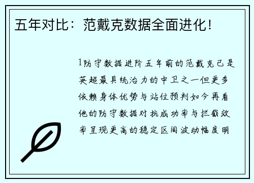 五年对比：范戴克数据全面进化！